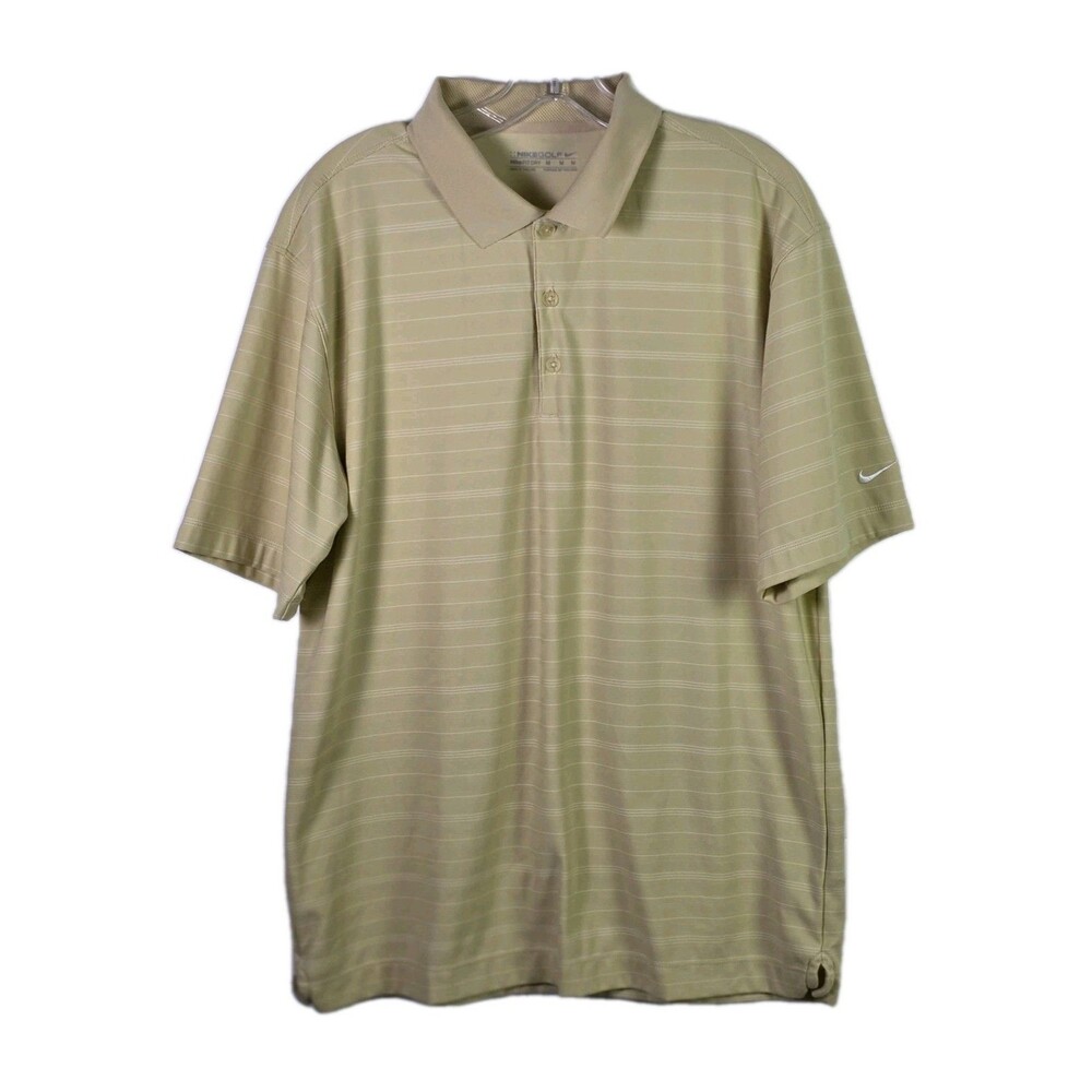 Nike Golf Fit Dry Men's Medium Yellow Striped Short Sleeve Shirt